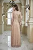 Party Dresses Luxury Sparkle Pink paljett Kvinnor Kväll Sexig Deep V-ringar Elegant Long Sleeves Golvlängd Vestidos Robes