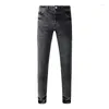 Мужские джинсы Street Fashion Men Men Retro Black Grey Elastic Elastic Vintage Designer Hip Hop Denim Pencil Pants Hombre