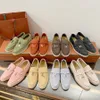 Vacation Summer Walk Charms Suede women's Loafers Moccasins Genuine leather Unisex Luxury Designer flats Fashion Dress shoe Slip on Casual shoes factory footwear