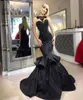 Especialización de vestidos de graduación negros de beadsing Sexy Mermaid Bateau Tactel aplicado lentejuelas Ruffles Long Night Party Gowns BA76541314878