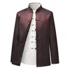 Ethnic Clothing 2024 Spring Brand Designer Chinese Traditional Men's Stand Collar Silk Tang Suit Jacket Coat