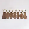 Party Decoration 10 Pieces Diy Blank Wood Keychains Square Carved Key Ring Wood Personalized Blank Taggar Pendant