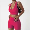 Seamless 2 Two Piece Set Women Yoga Solid Crop Top Shirt Shorts 2PCS Fitness Workout Outfit Sport Gym Clothes For Suit 240408