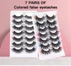 Faux cils couleurs réutilisables à la main naturellement douce vive mtilayer épais 3d faux cils fl en lash extensions maquillage accessoire dhv03