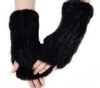 Korean version of new mink woolen gloves female gloves halffinger mediumlength leather with wrist bracers5709352