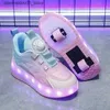 Sneaker bambini bambini ragazzi e ragazze USB ricarica scarpe sportive per il tempo libero luminoso a LED LED LIGHT LIGHT PARKUOR ROLLER SCARPE SPARK SPORTS Q240413