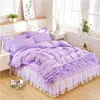 Bedding Sets Luxury Set Princess Bow Ruffle Duvet Capa Casamento Rosa garota da cama de bebê Quilt Cilt Twin Bedal