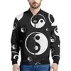 Vestes masculines noire blanc yin yang motif veste vestes hommes vêtements 3d sweatshirt imprimé cool bomber décontracté