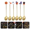 Colheres 6 PCs PCs Spartes da colher de bruxa Chapéu de bruxa Halloween jantar de aço inoxidável