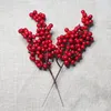 Decorative Flowers Red Berry Bouquet Artificial Christmas Tree Decoration Accessories Year Fake Pomegranate Flower Party Decor