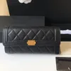 Hoogwaardige Designer CC Wallet Black Sheepskin Caviar 10a Leather Wallet Gold en Silver Hardware Handtas Classic Handtas Luxe portemonnee Dameskaarthouder 75