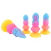 Yeni rüya jöle renkli aydınlık dildos anal oyuncaklar canavar penis parlayan popo fiş kadınlar için vantuz ile yumuşak