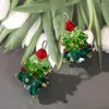 Dekorativa figurer mini julgran färgad glaspärla pendel handvävd kontrasterande färg diy ornament tillbehör dekoration