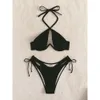 New Femmes S Sexy Color Color Hollow Steel Support Swimsuit