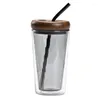 Water Bottles Straw Cup High Appearance Level Ins Wind Cold Drink Coke Double Insulated Glass Office Car Coffee Set