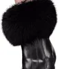 Hiver Black Sheepskin Mittens Glants en cuir pour les femmes Gants de broue de lapin