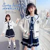 Kledingsets Japan schooluniform meisjes trui jas shirts plaid geplooide rokken 3 stks jk pak lente herfst katoen geknikt vest