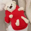 Vestuário para cães roupas quentes, outono, boneco de inverno urso adorável luta de manga curta Schnauzeze bichon shiba suéter capuz