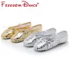 Chaussures de danse Éclatant National Girl Souleins Souleins Pu Performance Silver Gold Soft Ballet Belly Yoga