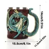 Mugs Dragon Beer Cup 3D Mug Coffee Novely Gothic Steins Tankard 568 ml rostfritt stål dryck för