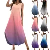 Robes de fête Robes pour femmes 2024 Été décontractée Sundress lâche de robe longue imprime sans manches V couche de cou tshirt maxi élégant pour wome