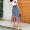 Skirts Summer High Waist Long Woman Vintage Irregular Patchwork Denim Skirt Female Streetwear A-Line Midi