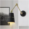 Wandlampen moderne lange zwaaitarm Blacklamp SCONCE voor kamerstudio naast Wandlamp Aplique de Pared Indroo Home Artures Drop Lever Dhoca