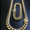 Pulseira cubana link de 10 mm Chain Miami Conjunto 14K Gold Bated Aço inoxidável TK5Z8418802