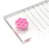 Ny 2024 100st DIY Eyelash Extension Fans Blommande kopplim Holder Ring Flower Form Pigment Tray för ympning av ögonfransar för ögonfransen för