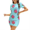 Robes décontractées Fat Shirt Square Robe Sweet Summer Femmes Elegant Halter Imprimez des fleurs de centrale nucléaire de dessin animé Homéro Fleurs