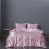 Beddengoed stelt drie delen set quilt cover pure kleur zijdeachtige luxe luxe