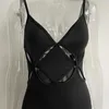 Casual Dresses Super Disco Black Dress Ins Waist Cutout Sling