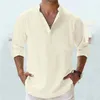 Erkekler Sıradan Gömlek Yaz Gevşek Stand Yakası Düğmesi Gömlek Düz Renk Uzun Kollu Kısa Pocket Zarif Adam Giysileri Kimya Kimya Homme