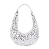 Hobo Solid paljetter Underarm Bag Women Korean Style Ins Shoulder Bags Glitter Sparkly Evening Clutch Bling Designer