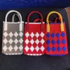 ファッション幾何学的パターン女性ニットハンドバッグ女性織物買い物客の財布デザインチェーンショルダークロスボディバッグ240401