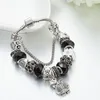 STRANDS CHARM 925 BRACELET SILL BRACET BLACK Perles, hiboux et fleurs de bricolage pour les charmes des femmes3038974