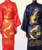 Traditionell broderi drake kimono yukata badklänning marinblå kinesiska män siden satin mantel casual man hem slitage nattklänning9497221