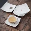 Tea Trays Chinese Style Hand Printed Orchid Lotus Ceramic Cup Pad For Teacup Coffee Mug Traditional Heat Insulation Tray Home El