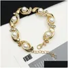 Chaîne Brand Bracelet Pearl Women Fashion Trendy 14K Gold Color Crystal Adjustable 2024 Drop Livrot Bijoux Bracelets Dhulm