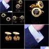 Cuff Links Kflk Jewelry Fashion Shirt gemelli per maschi Brand Button GoldColor Link di alta qualità Black Abotoadura Ospiti Delive Dh9A0