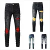 Mens Jeans Designer för högkvalitativ Fashion Cool Style Luxury Pant Död Rippad Biker Black Blue Jean Slim Fit Drop Delivery Apparel C DH4YQ