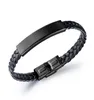 Jóias de moda masculino Black Charm Braid Braid Leather Bracelet Finding Aço Anterior Design Diy Punk Hip Hop Bracelets para MEN5710303