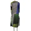 Casual Dresses Geometric Printed Miyake Pleated Women Dress for 2024 O-Neck långärmad Löst fotledslängd Hög Strecth Elegant