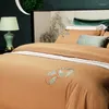 Bedding Sets Luxury 1000TC Pure Egyptian Cotton Set Soft Embroidery Satin Bed Linens Duvet Cover/Flat Bedsheet/Pillowcase Double