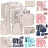 Sacs de rangement 8pcs Set Travel Organizer Suitcase Emballage Cas de bagages portables Pouche de chaussures