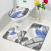 Bath Mats Tropical Leaves Mat Set Gold White Palm Leaf Creative Art Modern Home Carpet Bathroom Decor Non-Slip Rugs Toilet Lid Cover