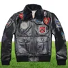 Avirex 2019 prawdziwy futra kołnierza Cowskin Flight Men Bomber Jacket Men orygine skórzany płaszcz Motocykl9403097