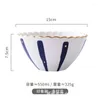 Dinnerware Sets Nordic Style Creative Ceramic Lace Salad Bowl With Hand Painted Underglaze Color 6-inch Large Dessert Fruit