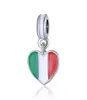 20pcslot модная серебряная эмалевая эмаль Италия флаги сердечного дизайна сплава металл DIY Charm Fit European Bracettecklace Low PED9571425