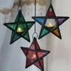 Kandelaars Glass Star Holder voor Tealights / Hangen met kettingraam Decor Embosed Boho Decor / Diwali Cadeau